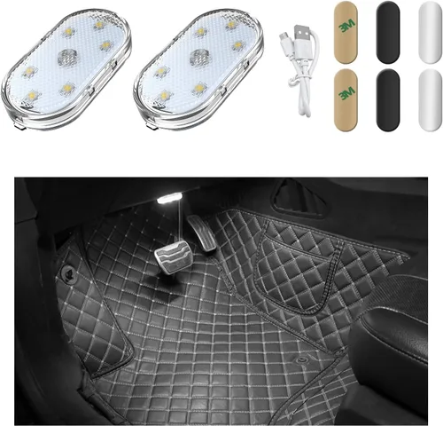 Miniatura 9 de Ziciner 2 bombillas LED para interior de coche, bombilla LED inalámbrica súper brillante, bombilla LED festón recargable por USB, accesorios