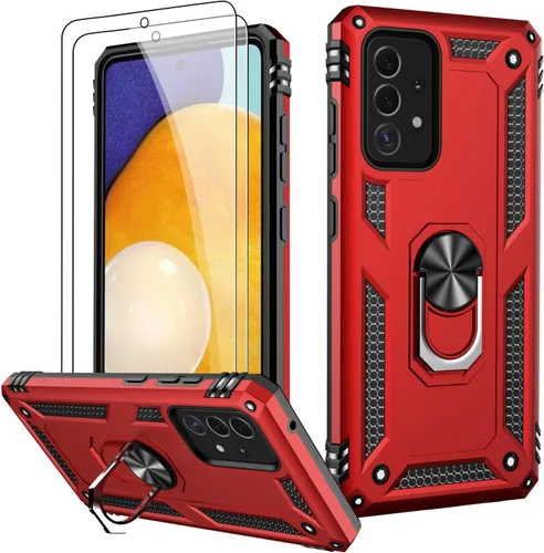 Miniatura 46 de LUMARKE Funda para Galaxy A51 4G con protector de pantalla, supera los 16 pies, probada en caídas, de grado militar, con soporte de anillo Rojo