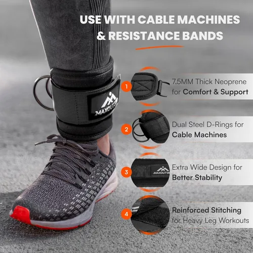Miniatura 2 de Gym Ankle Straps for Cable Machines, Thick Padded Ankle Cuff Cable Attachment for Booty Workouts, Kickbacks, Hip Abductors, Lower Body Exercises