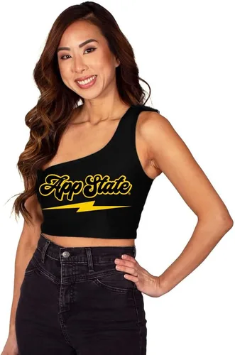 Miniatura 27 de Lojobands Camiseta sin mangas de un hombro para mujer, para portón trasero, talla única Miami University Redhawks - Negro
