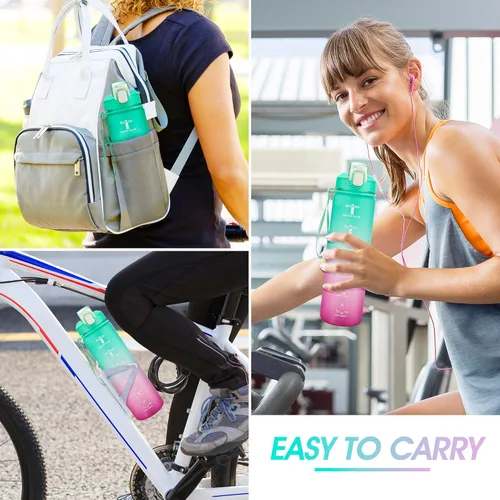 Miniatura 6 de YC Kitchen - Botella de agua motivacional con marcador de tiempo - Botellas de agua de 32 onzas con horarios para beber, botella de agua deportiva a