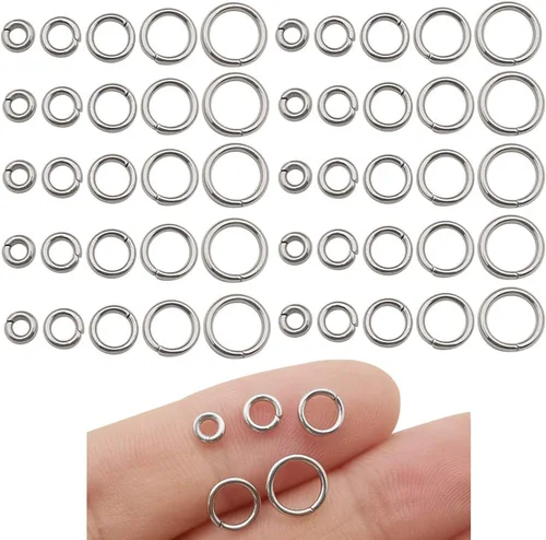 Miniatura 8 de 1200 anillos de acero inoxidable mixtos de 0.157 in, 0.197 in, 0.236 in, 0.276 in, anillos de salto para hacer joyas, collares, pulseras, aretes