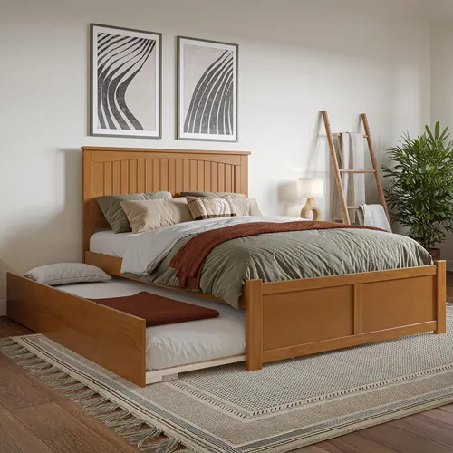 Miniatura 18 de AFI Nantucket - Cama de plataforma tamaño King con estribo y cama nido individual XL en color gris