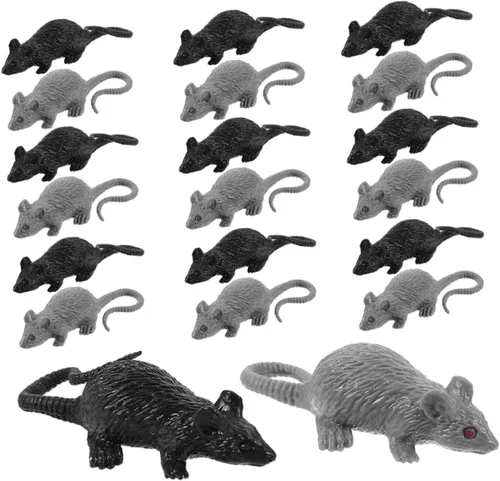 24 ratas falsas realistas para Halloween, broma, ratón, espeluznante, accesorios de fiesta de ratas, decoraciones espeluznantes para interiores y