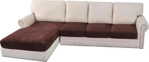 Miniatura 55 de H.VERSAILTEX - Funda de terciopelo elástica y afelpada para protección de cojines de sofá biplaza, silla o sofá, 2 piezas, tamaño grande, color gris