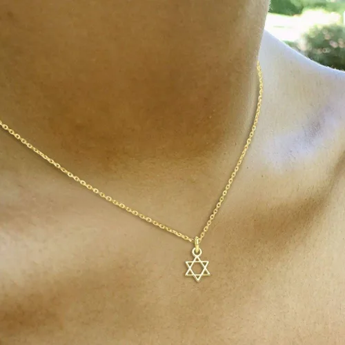 Miniatura 2 de Alef Bet by Paula Tiny Jewish Star of David Necklace