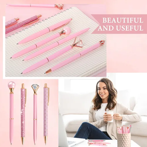 Miniatura 3 de DAIKOYE Juego de 10 Bolígrafos Favores de Fiesta para Niños Regalos Rosados Bolígrafos Rosados para Mujeres Niñas Suministros de Oficina Suministros