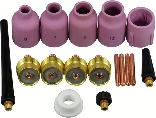 RIVERWELD TIG Gas Lens Collet Bodies 45V 13N Jumbo Boquilla de alúmina de gran diámetro Tazas de cerámica 57N75 6#, 57N74 8#, 53N88 10#, 53N87 12#,