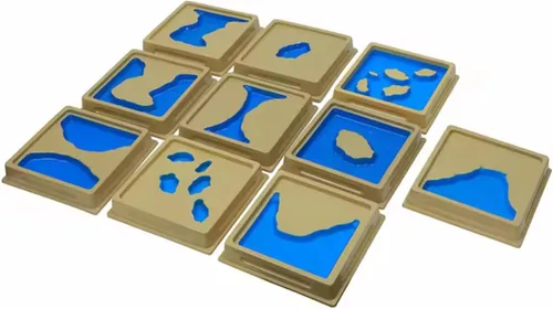 Niños Agua Tierra Cognición Terreno Enseñanza Ayudas Montessori Niños Geografía Molde Tierra y Agua Forma Bandeja Set Bebé Juguetes Educativos