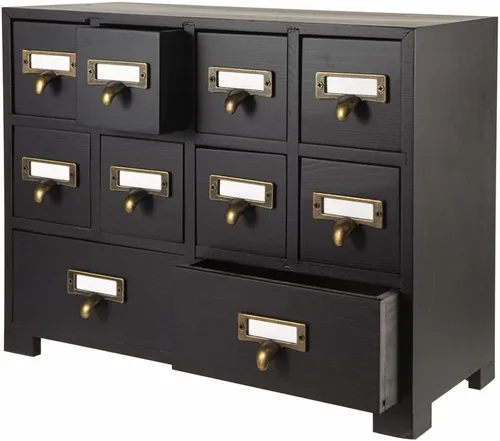 Miniatura 20 de Gabinete de boticario con 16 cajones con mesa, baúles y gabinetes de boticario, gabinete para catálogo de tarjetas de biblioteca, caja de Azul