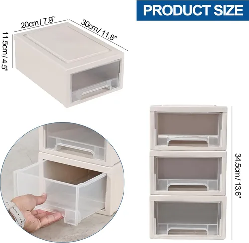 Miniatura 3 de Cajonera apilable de plástico de 6 cuartos de galón, 3 paquetes