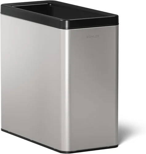 Miniatura 19 de KOHLER K-31315-BST - Bote de basura de dos compartimentos con tapa abierta de 22 litros, acero inoxidable negro