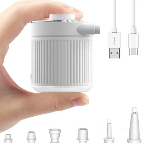 Miniatura 6 de Bomba de aire eléctrica – Inflador recargable, bomba portátil de llenado rápido, dispositivo de inflado ligero sin esfuerzo Boquilla Multti