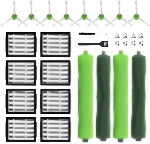 Accesorios de repuesto para aspiradora irobot Roomba i1+ i7 i7+ i3+ i4+ i6+ i8+ J7+ Plus I & J Plus series Incluye 4 cepillos rodantes, 8 filtros, 8