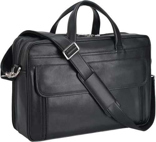 Miniatura 11 de Masa Kawa Maletín de Cuero para Hombre de 15.6", 17" para Computadora Portátil, Bolso de Negocios, Viaje, Trabajo, Mensajero, Bandolera, Bolso