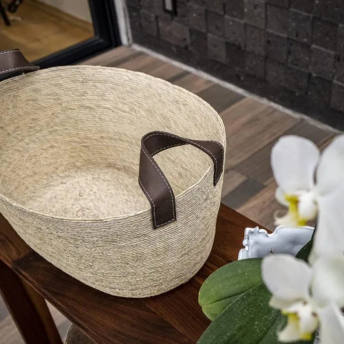Miniatura 6 de GOMERO - Canasta de palma hecha a mano, ecológica, fabricada con materiales biodegradables, perfecta para usar como decoración, como cesta
