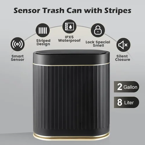Miniatura 4 de SYNCVIBE Cubo de basura con sensor de baño con tapa automático de 2 galones con sensor pequeño, sensor de movimiento de 7.5 litros, cubo de basura