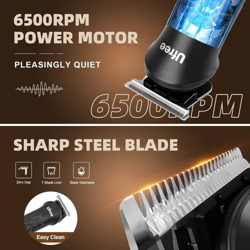Miniatura 4 de Ufree Recortadora de barba para hombres, afeitadoras eléctricas, cortadora de pelo inalámbrica, kit de aseo de barba 7 en 1 para bigote, cuerpo