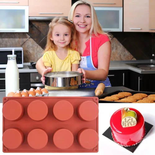 Miniatura 9 de SourceTon - Molde para hornear de silicona redondo grande de 8 cavidades, 3 paquetes de moldes antiadherentes de grado alimenticio para pasteles