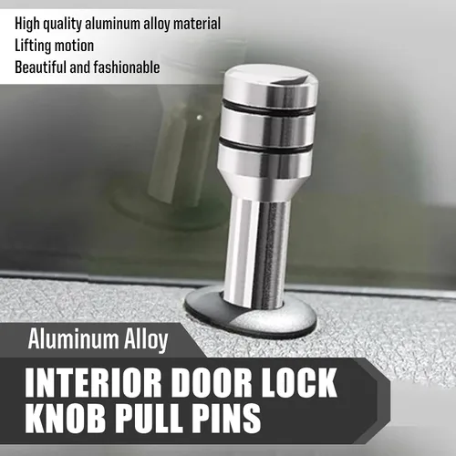 Miniatura 3 de Kit de 4 pestillos para puerta de automóvil, 1.93 x 0.47 pulgadas, aleación de color sólido, perilla de bloqueo de puerta interior, accesorio