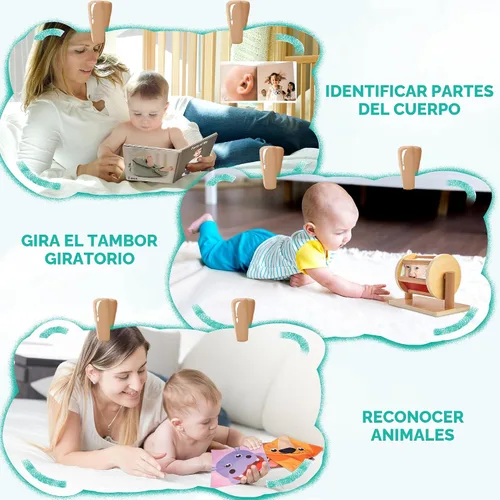 Miniatura 5 de WOODMAM Juguetes Montessori para bebés de 0 a 6 meses, juguetes educativos sensoriales de aprendizaje 9 en 1 para recién nacidos de 0 a 3-6 meses