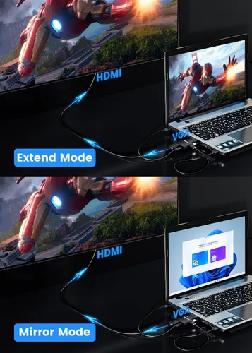 Miniatura 6 de Adaptador VGA a HDMI con Audio, FOINNEx VGA (Fuente) a HDMI (TV/Monitor), Convertidor Activo VGA a HDMI Macho a Hembra 1080P Dongle de Vídeo