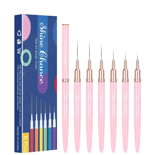 Miniatura 7 de Shince Chance - Juego de pinceles para arte de uñas, 6 pinceles de diseño de uñas para esmalte de gel, dibujo fino, pequeños detalles, pintura