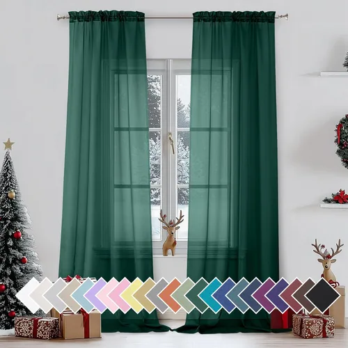 Miniatura 66 de Aiyufeng 2 paneles de cenefa transparente negra de 14 pulgadas de largo, cortinas cortas negras transparentes para dormitorio, cortinas de cocina