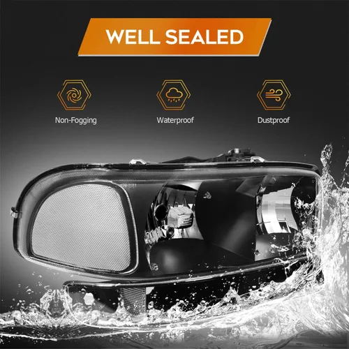 Miniatura 5 de Conjunto de faros delanteros para Chevy Avalanche 1500 2003-2006 para Avalanche 2500 03-06 para 1500 Classic 2007 carcasa negra reflector ámbar