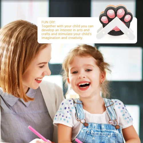 Miniatura 7 de MVVMTOP 6 posavasos de pintura de diamantes con soporte dimensional, formas especiales de bricolaje con forma especial de pata de gato, kits de arte