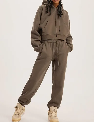 Miniatura 100 de Kissonic Conjunto deportivo de forro polar para mujer, 2 piezas, sudadera con capucha y pantalones deportivos