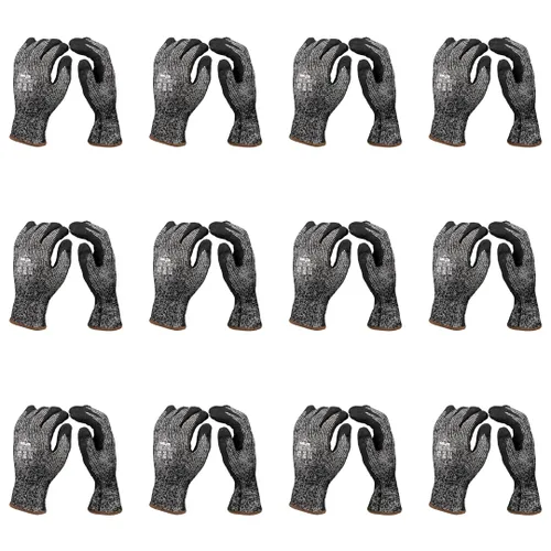 Miniatura 5 de Malta Dynamics Guantes de seguridad resistentes a cortes, paquete de 12 guantes de trabajo aislados, nivel de corte ANSI A4, ajuste cómodo,