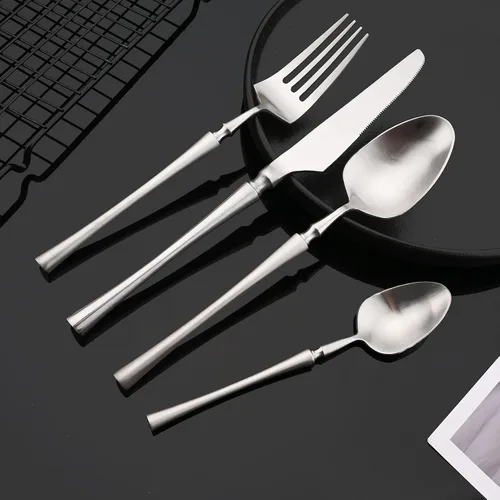 Miniatura 9 de JASHII Silverware - Juego de utensilios de cocina de acero inoxidable 304 de 20 piezas para 4, incluye cucharas, tenedores, cuchillos, acabado mate