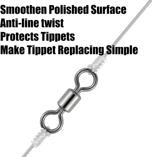 Miniatura 7 de Dr.Fish Paquete de 50 anillos giratorios de pesca con mosca, anillos sólidos de alta resistencia, conectores de línea de gancho, accesorios de pesca