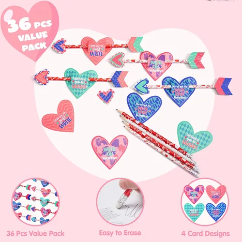 Miniatura 3 de JOYIN - 36 tarjetas de regalo del Día de San Valentín con flecha de Cupido de lápiz, para intercambio de San Valentín y premios de fiesta