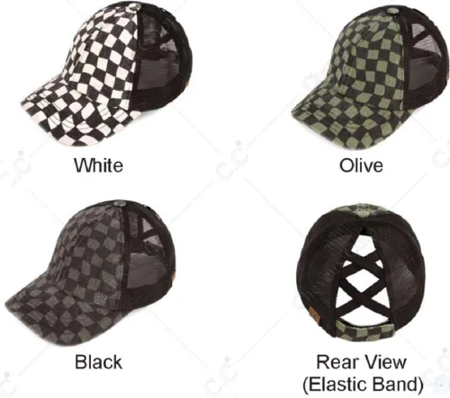 Miniatura 3 de C.C - Gorra para cola de caballo o peinado de moño desarreglado, ajustable, de malla, tipo camionero, gorra de béisbol