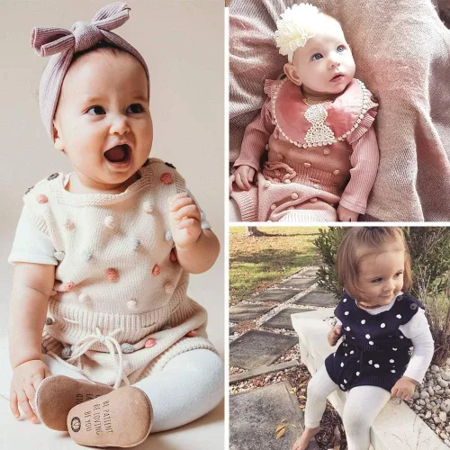 Miniatura 7 de Simplee kids Mameluco Kint para bebé, sin mangas, con pompones, para recién nacido, para niña