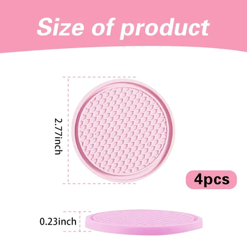 Miniatura 2 de ijuicy 4 posavasos para automóvil, posavasos antideslizantes de 2.75 pulgadas, posavasos de silicona para automóvil, tapetes impermeables