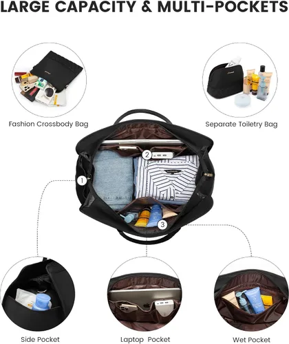 Miniatura 3 de Bolsas de fin de semana para mujer, bolsa de viaje, Negro -, Elegante