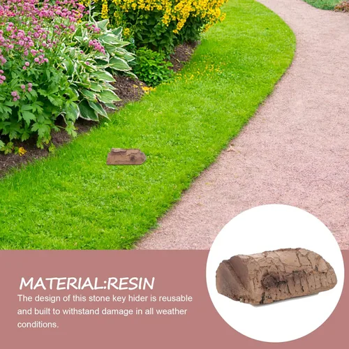 Miniatura 5 de Luxshiny Llavero de piedra de resina para uso al aire libre, resistente a la intemperie y duradero, caja de almacenamiento de llaves oculta, diseño