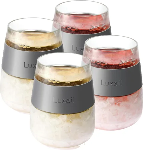 Miniatura 11 de luxail - Copas de vino de plástico, juego de 2, regalos de vino, vasos aislados de doble pared para el congelador, vasos sin tallo para vino tinto