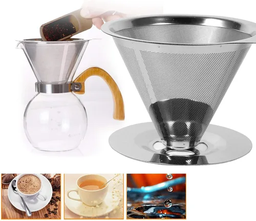 Miniatura 2 de Vierta sobre la taza de la cafetera, acero inoxidable verter sobre el gotero de café, verter sobre el filtro de doble capa de malla de la taza