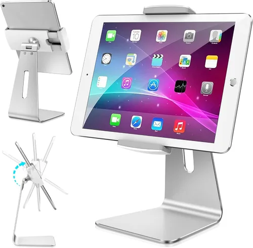 Miniatura 9 de AboveTEK Elegante soporte para tableta, soporte de aluminio para tabletas de 7 a 13 pulgadas, quiosco de escritorio compatible con iPad Pro Air Gris