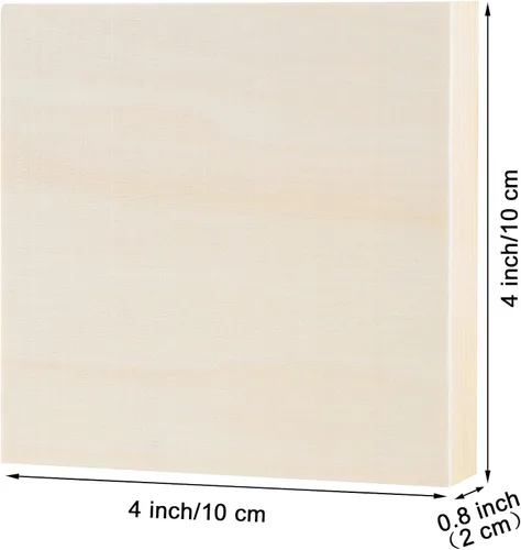 Miniatura 2 de ADXCO Paquete de 8 paneles de madera de 4 x 4 pulgadas, lienzos de madera sin terminar para pintar, verter, uso artístico con óleos, acrílicos