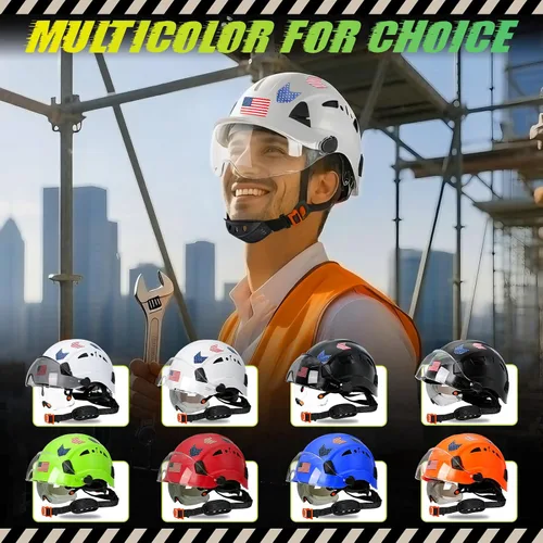 Miniatura 9 de Construction Hard Hats with Clear and Tinted Visor - OSHA Approved ANSI Z89.1 Dual Eye Protection Black Hard Hat with Chin Straps for Men Sombrero