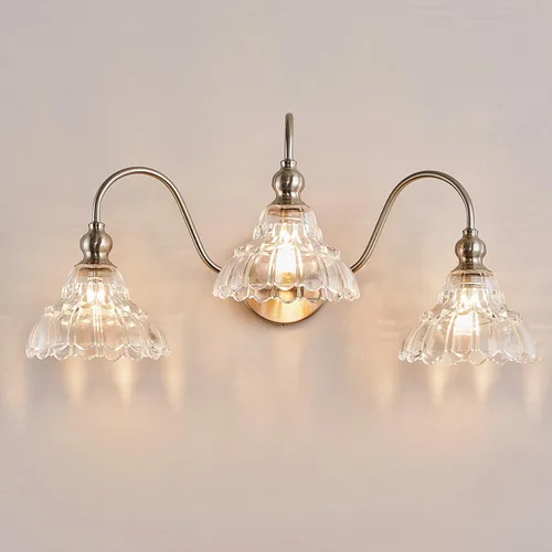 Miniatura 21 de Moderno aplique de pared negro mini lámpara de pared hecha de cuerpo de metal y vidrio estampado prensado retro luz de tocador para dormitorio