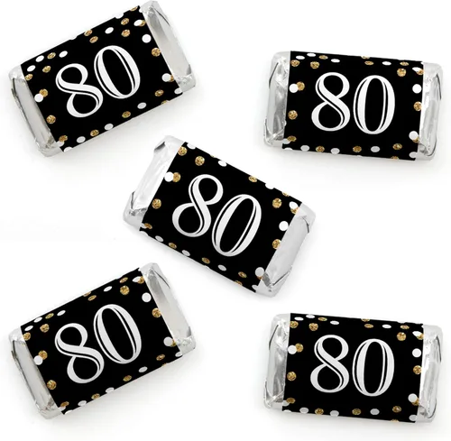 Miniatura 6 de Big Dot of Happiness Adulto 90 cumpleaños – Oro – Mini pegatinas de barra de caramelo – Fiesta de cumpleaños pequeños regalos – 40