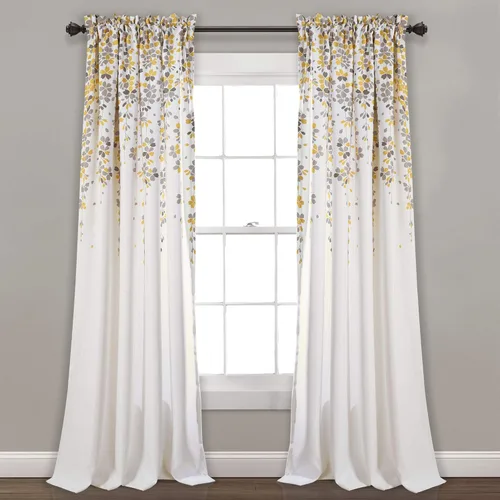 Miniatura 26 de Lush Decor Cenefa para ventana con filtro de luz, colección Weeping Flower, juego de cortinas, un par, 52" de ancho x 95" de largo + 2" de cabecera