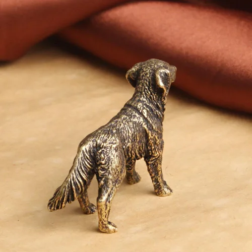 Miniatura 5 de TEAMWILL Estatua de perro de latón Mini Golden Retriever Figurine Ornamento Animal Fingurines
