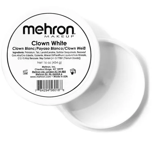 Miniatura 9 de Mehron Makeup Clown White - Maquillaje profesional en crema para pintura facial Pintura facial blanca para escenario, película, cosplay y mimo